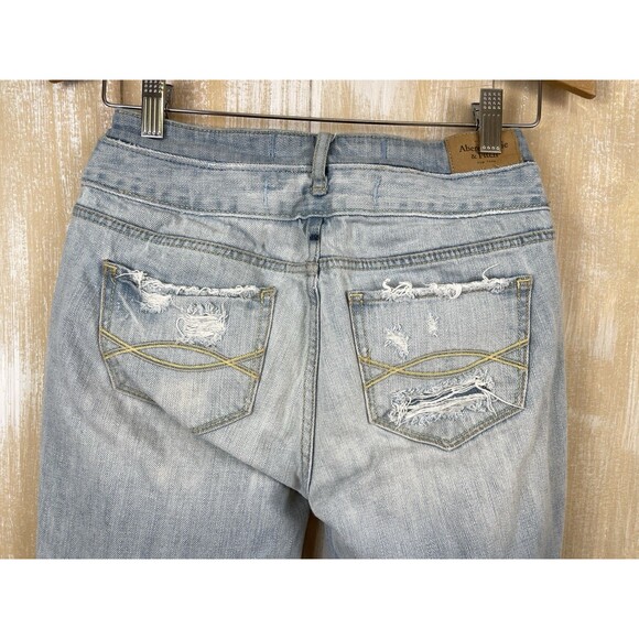 Abercrombie Fitch Jeans Women’s 26 Blue Mid Rise Straight Distressed OOAK *read - Picture 5 of 9